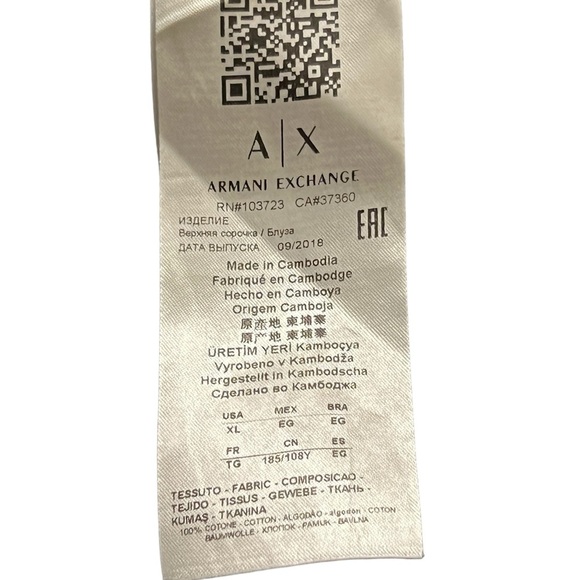 Armani Exchange Shirt Mens Xl Black and green color Button Down Long Sleeve - Picture 2 of 10